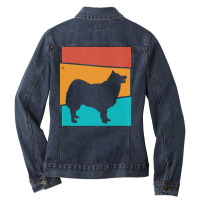 Icelandic T  Shirt Retro Dog Icelandic Sheepdog T  Shirt Ladies Denim Jacket | Artistshot