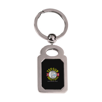 Top Gun Volleyball Silver Rectangle Keychain Designed By Bariteau Hannah