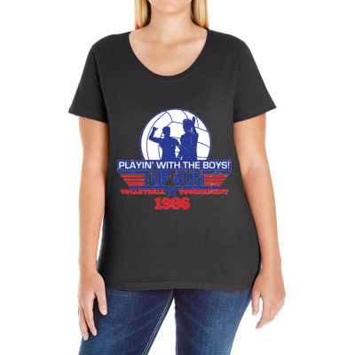 Top Gun Volleyball Ladies Curvy T-shirt Designed By Bariteau Hannah