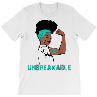 Unbreakable Black Woman Scleroderma Awareness Teal T Shirt T-shirt Designed By Riki
