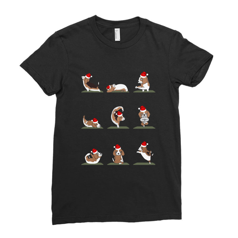 Beagle Yoga Christmas Lady Grandpa Grandma Ladies Fitted T-Shirt by hoainv | Artistshot