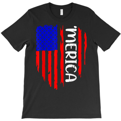 Vintage American Flag 'merica Patriotic 4th Of July Boy Girl T Shirt T-shirt Designed By Riki