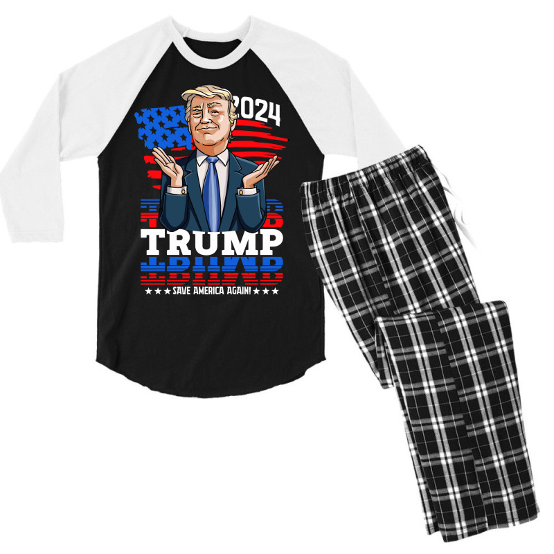 Ultra Maga 2024 Men's 3/4 Sleeve Pajama Set by tiococacola | Artistshot