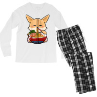 Fennec Cute Fox Eating Ramen Noodle Kawaii Udon Anime Lover Zip Hoodie Men's Long Sleeve Pajama Set | Artistshot