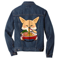 Fennec Cute Fox Eating Ramen Noodle Kawaii Udon Anime Lover Zip Hoodie Men Denim Jacket | Artistshot