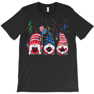 Three Gnomes Celebrating Independence Usa Day 4th Of July T Shirt T-shirt Designed By Vengeful Spirit