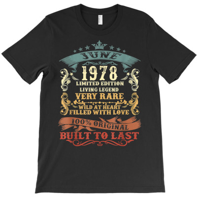 Vintage 44 Years Old June 1978 44th Birthday Gift Idea T Shirt T-shirt Designed By Vengeful Spirit