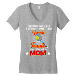wait to meet favorite tennis player funny mine calls me mom t shirt Women's V-Neck T-Shirt | Artistshot