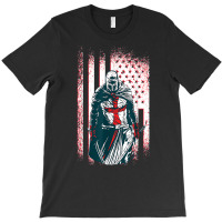 Jesus Crusader Warrior, Vintage American Flag Knight Templar T Shirt T-shirt | Artistshot