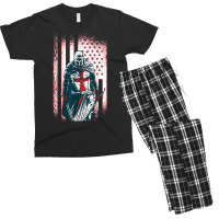 Jesus Crusader Warrior, Vintage American Flag Knight Templar T Shirt Men's T-shirt Pajama Set | Artistshot