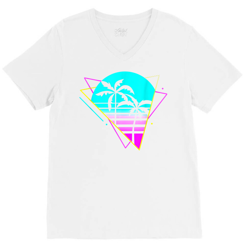 Vaporwave Aesthetic. Vintage Palm Paradise. Retro Palm Tree T Shirt V-Neck Tee by jermonmccline | Artistshot