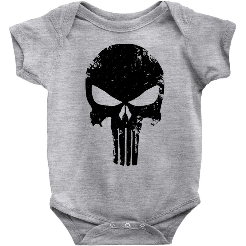 The Punisher Skull Black Baby Bodysuit | Artistshot