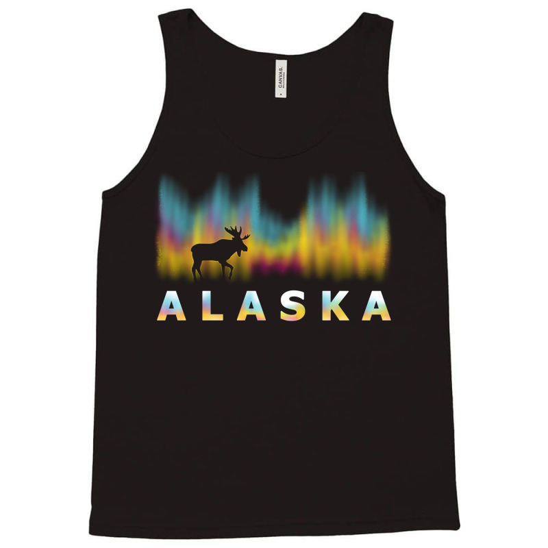 Alaska Reindeer Design With Polar Lights And Moose Pullover Hoodie Tank Top by jermonmccline | Artistshot