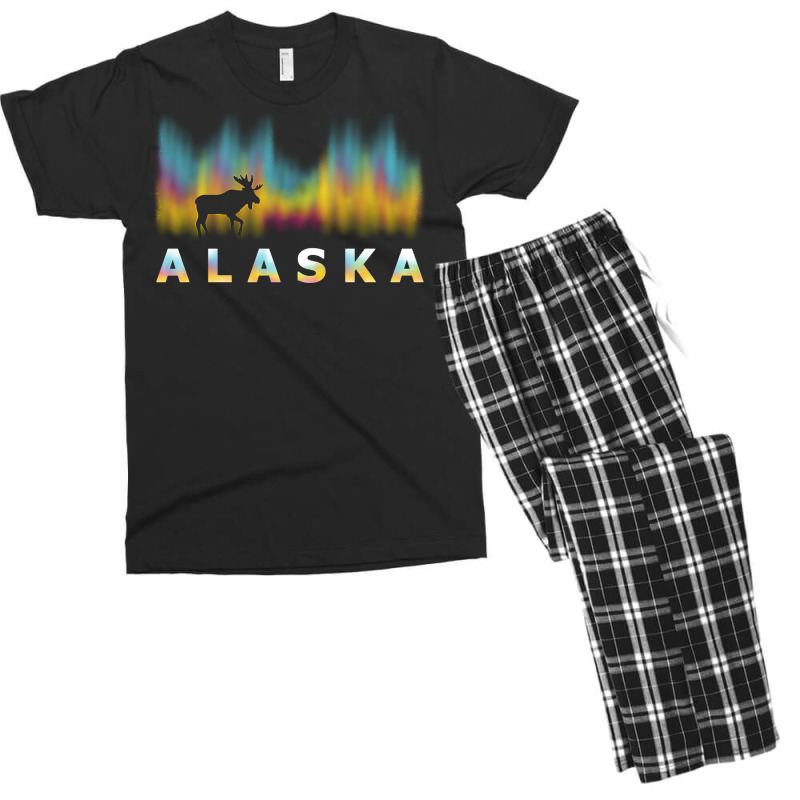 Alaska Reindeer Design With Polar Lights And Moose Pullover Hoodie Men's T-shirt Pajama Set by jermonmccline | Artistshot