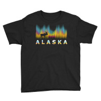 Alaska Reindeer Design With Polar Lights And Moose Pullover Hoodie Youth Tee | Artistshot