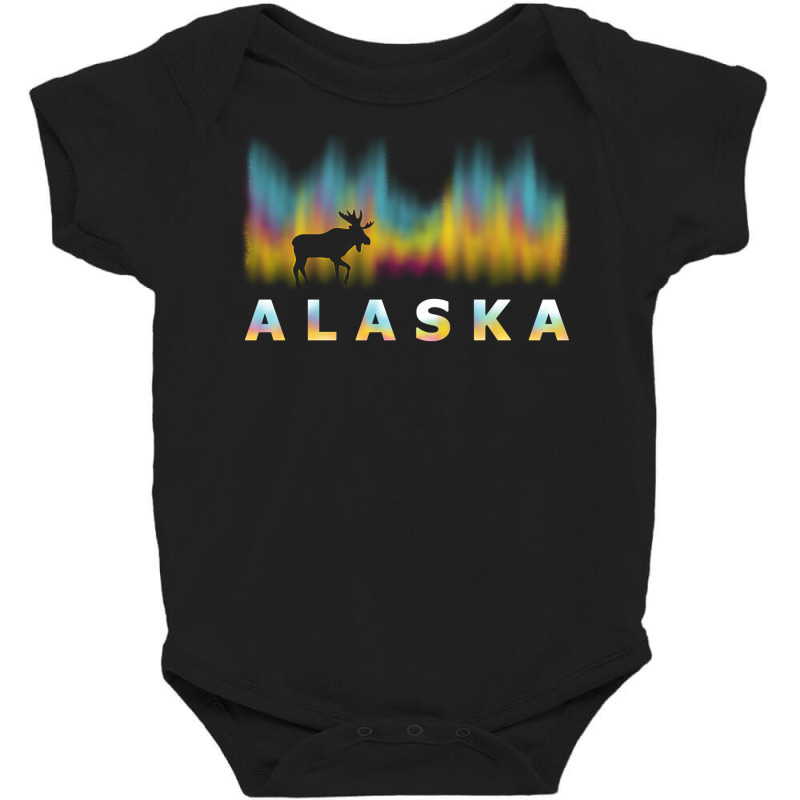 Alaska Reindeer Design With Polar Lights And Moose Pullover Hoodie Baby Bodysuit by jermonmccline | Artistshot