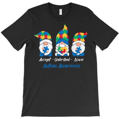 Three Gnomes Holding Puzzle Autism Awareness Month T Shirt T-shirt Designed By Enigma