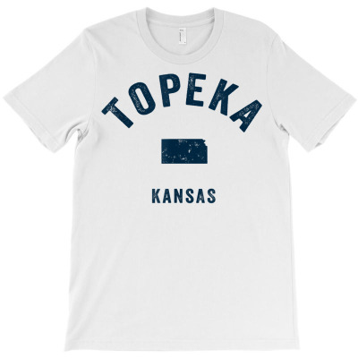 Topeka Kansas Ks Vintage 70s Sports Design Navy Print T Shirt T-shirt Designed By Enigma