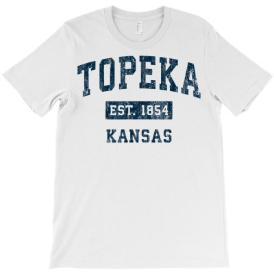 Topeka Kansas Ks Vintage Sports Design Navy Print T Shirt T-shirt Designed By Enigma