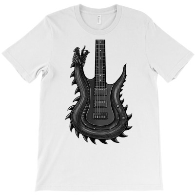 Unique Dragon Guitar Shirt For Men   Rock N Roll Band Musics T Shirt T-shirt Designed By Enigma