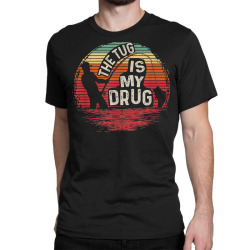  Vintage The Tug Is My Drug Tee Funny Fishing T-Shirt