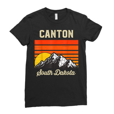 Canton South Dakota Retro Vintage City State Usa T Shirt Ladies Fitted T-shirt Designed By Jermonmccline