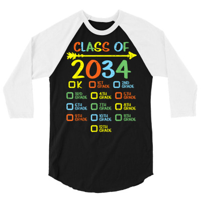 Checklist Handprint Class Of 2034 Grow With Me Boys Girls T Shirt 3/4 Sleeve Shirt Designed By Aakritirosek1997
