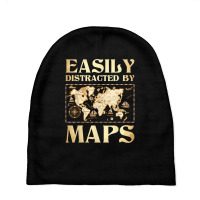 Easily Distracted By Maps   Cartography Geographer Map Lover T Shirt Baby Beanies | Artistshot