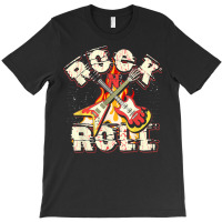 Music Guitar Flames Rock'n'roll Skeleton Musical Instrument T Shirt T-shirt | Artistshot