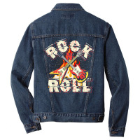 Music Guitar Flames Rock'n'roll Skeleton Musical Instrument T Shirt Men Denim Jacket | Artistshot