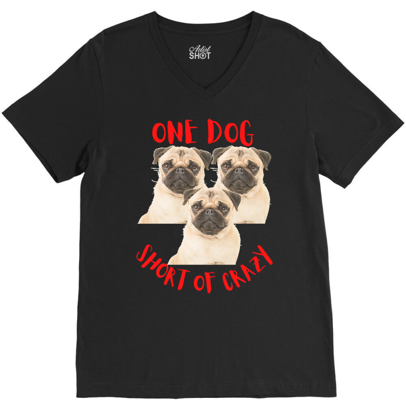 One Dog Short Of Crazy T  Shirtone Dog Short Of Crazy T  Shirt (10) V-neck Tee | Artistshot