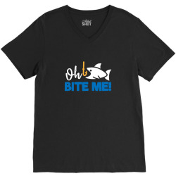funny fishing quotes oh bite me V-Neck Tee | Artistshot