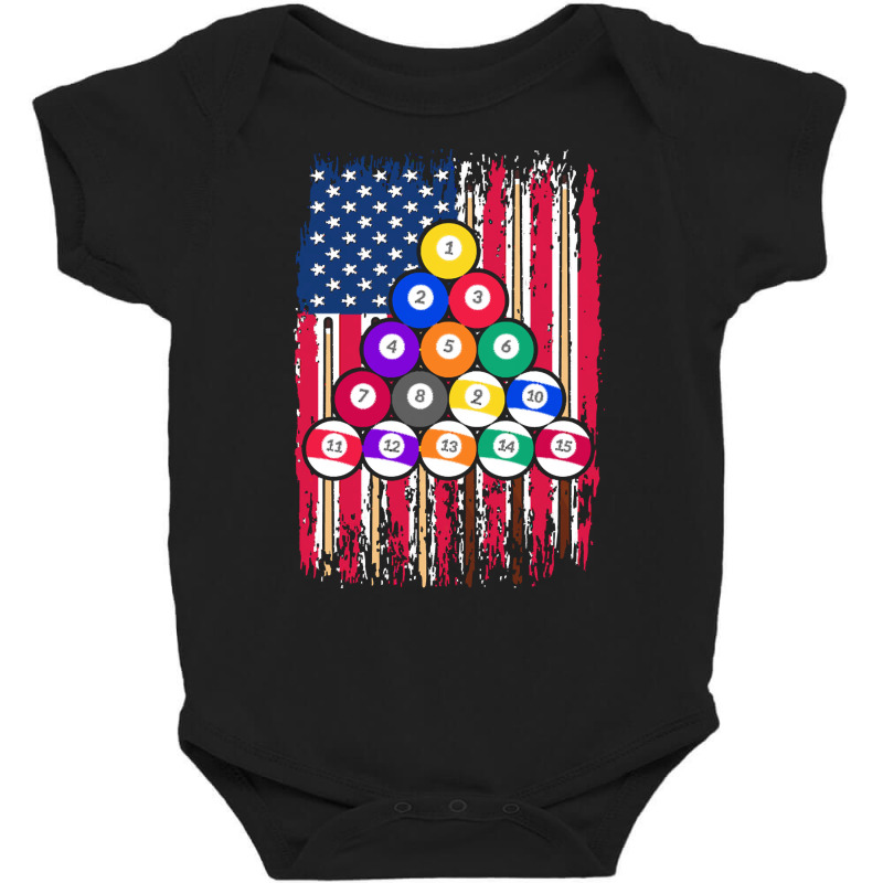 Billiard T  Shirt American Pool Player U S A Flag U S Snooker Billiard Baby Bodysuit | Artistshot