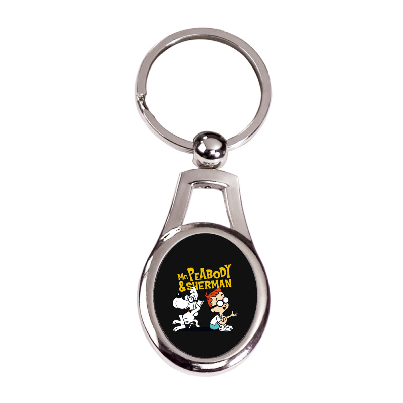 Funny Talking Mr Peabody And Sherman Silver Oval Keychain | Artistshot