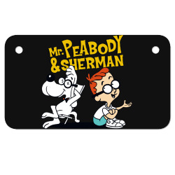 funny talking mr peabody and sherman Motorcycle License Plate | Artistshot
