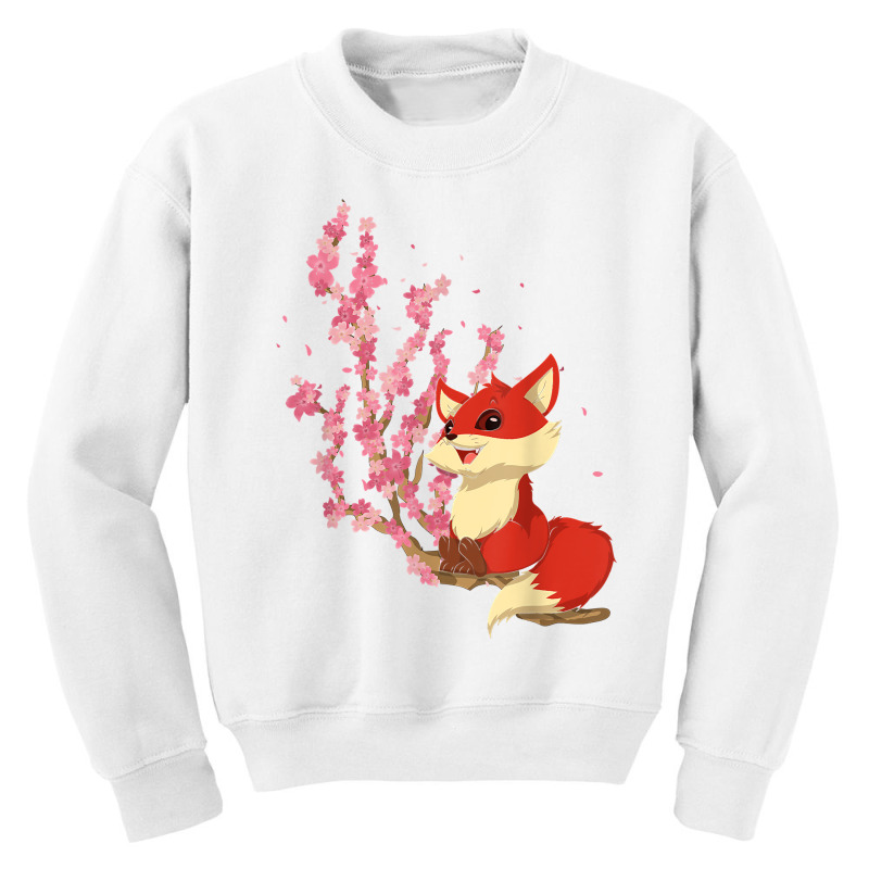 Forest Animal Lover Sakura Cherry Blossom Wildlife Fox T Shirt Youth Sweatshirt by jermonmccline | Artistshot