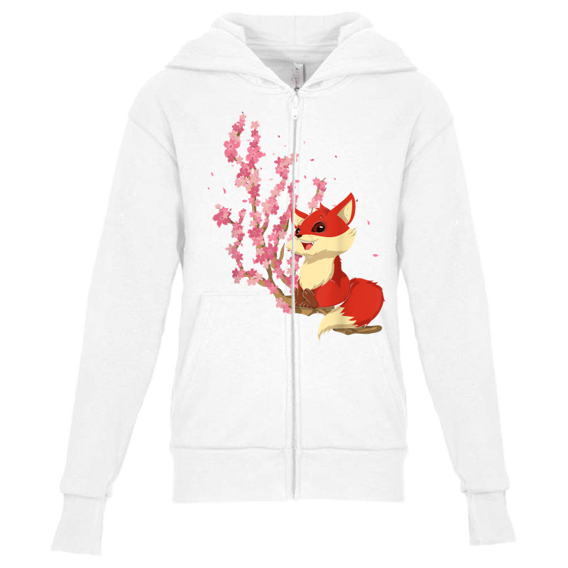 Forest Animal Lover Sakura Cherry Blossom Wildlife Fox T Shirt Youth Zipper Hoodie by jermonmccline | Artistshot