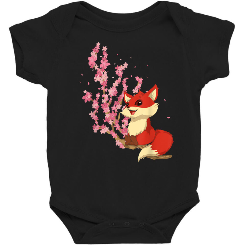 Forest Animal Lover Sakura Cherry Blossom Wildlife Fox T Shirt Baby Bodysuit by jermonmccline | Artistshot