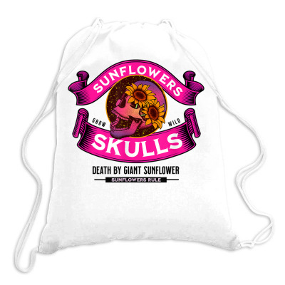 Sunflower Skull Design For Sunflower And Garden Lovers T Shirt Drawstring Bags Designed By Ebertfran1985