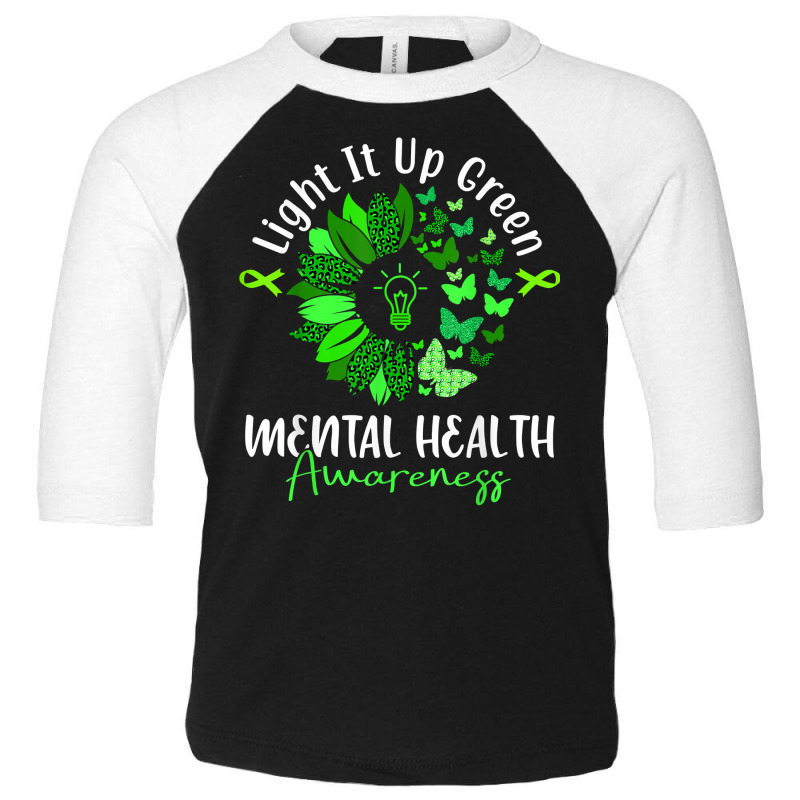 Light It Up Green Mental Health Awareness Green Ribbon T Shirt Toddler 3/4 Sleeve Tee by Smykowskicalob1991 | Artistshot