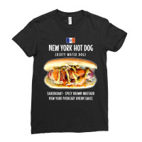 Newyork City Hot Dog Pushcart Bun Ketchup Mustard Sauerkraut T Shirt Ladies Fitted T-shirt | Artistshot