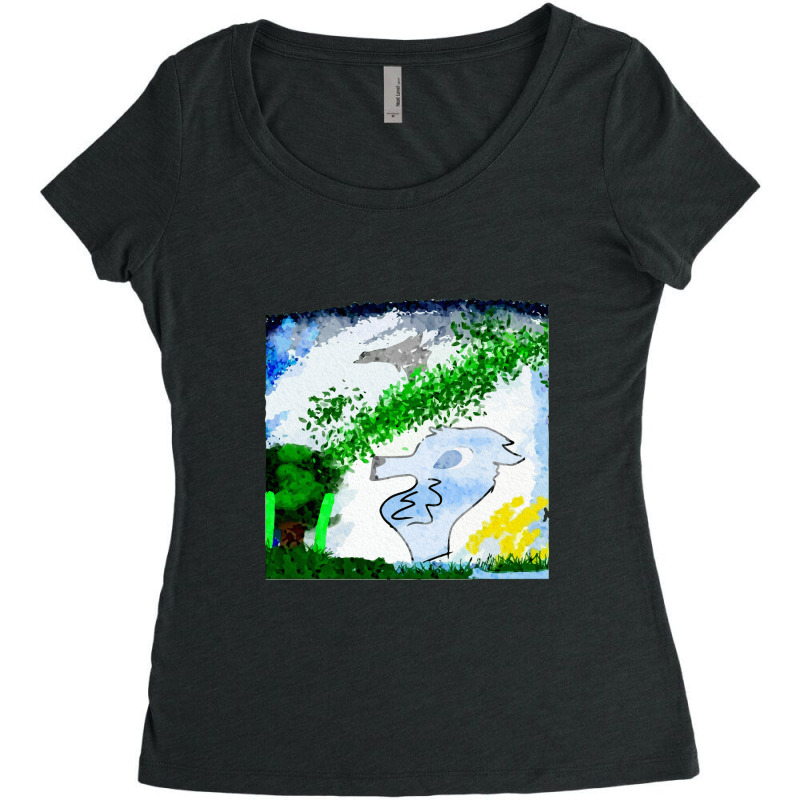 Bird Forest Coyote Chiffon Top Women's Triblend Scoop T-shirt by BLACKHEART | Artistshot