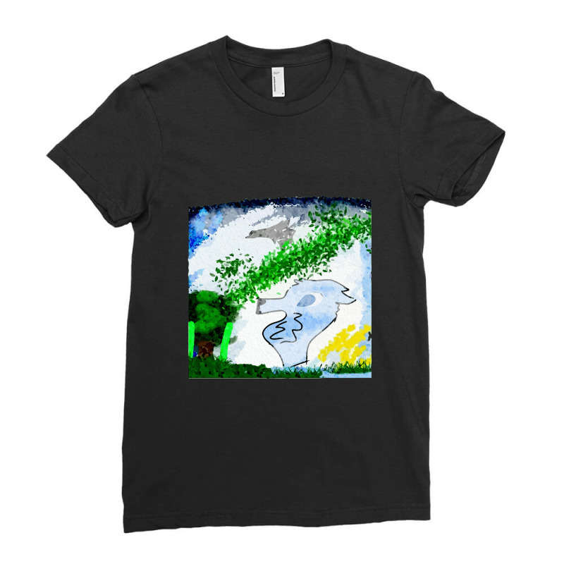 Bird Forest Coyote Chiffon Top Ladies Fitted T-Shirt by BLACKHEART | Artistshot