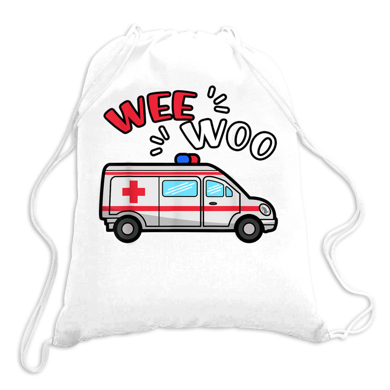 Wee Woo Emt Ambulance Responder Emergency Medical Technician T Shirt Drawstring Bags | Artistshot