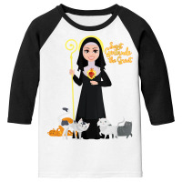 Womens St Gertrude Patron Saint Of Cats Lovers Great Nivelles V Neck T Youth 3/4 Sleeve | Artistshot