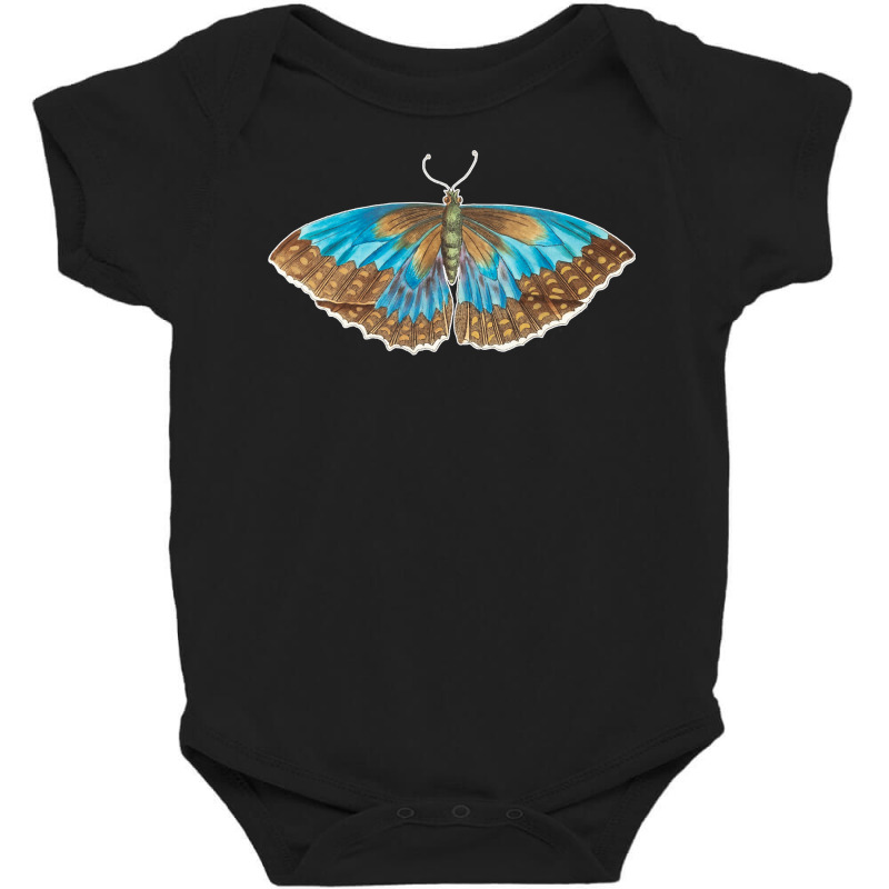 Vintage Blue Morpho Telemachus Butterfly & Moth Insect Arts Sweatshirt Baby Bodysuit by ebertfran1985 | Artistshot