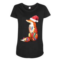 Fox Santa Hat Christmas Maternity Scoop Neck T-shirt | Artistshot