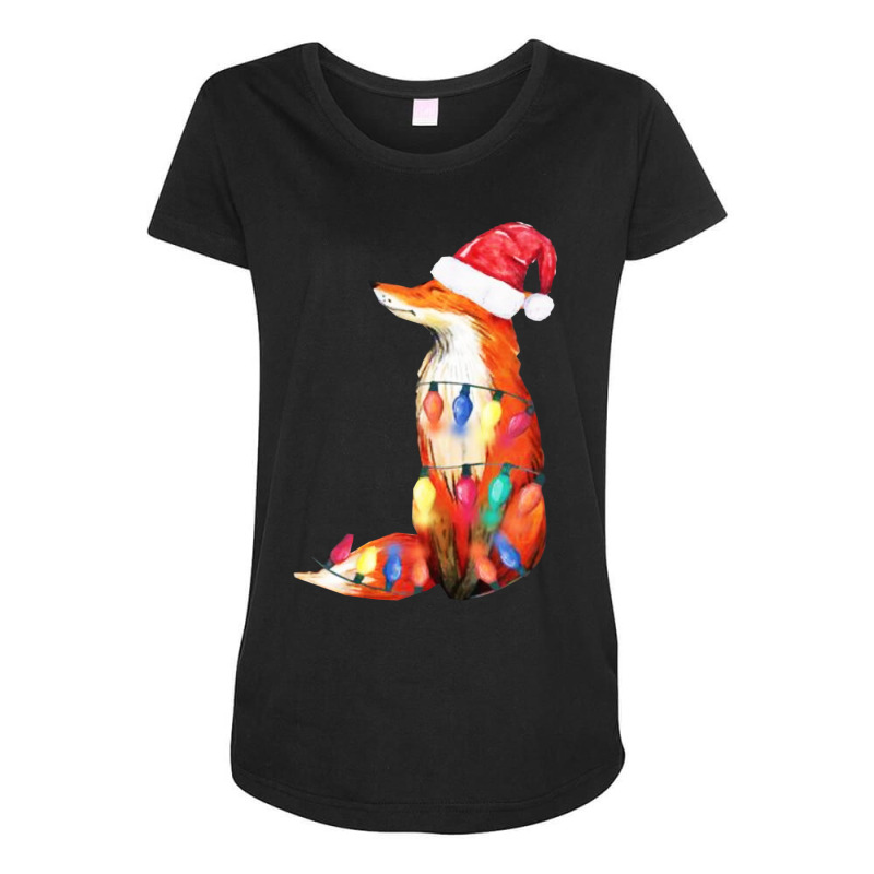 Fox Santa Hat Christmas Maternity Scoop Neck T-shirt by rastyrocl | Artistshot