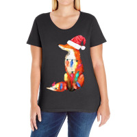 Fox Santa Hat Christmas Ladies Curvy T-shirt | Artistshot