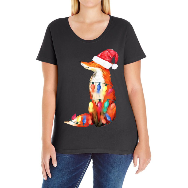 Fox Santa Hat Christmas Ladies Curvy T-Shirt by rastyrocl | Artistshot